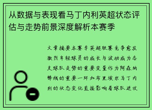 从数据与表现看马丁内利英超状态评估与走势前景深度解析本赛季 从数据与表现看马丁内利英超状态评估与走势前景深度解析本赛季